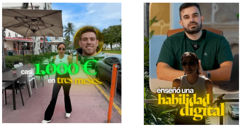 Creativo publicitario diseñado por Erika para Meta Ads, donde comunica resultados reales y habilidades digitales aprendidas en Partner 360