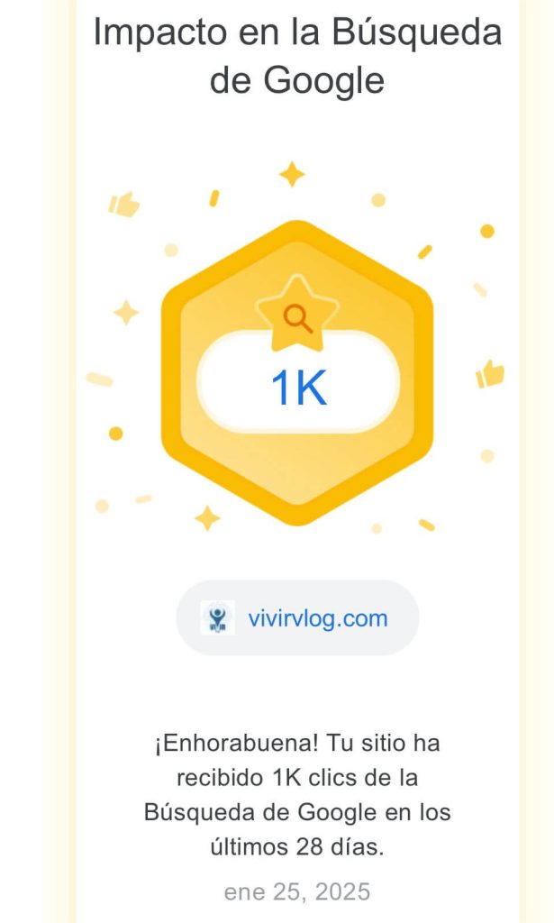 Primeros 1.000 clics orgánicos en Google logrados por el blog de Erika en 2024, resultado de un crecimiento progresivo tras Partner 360