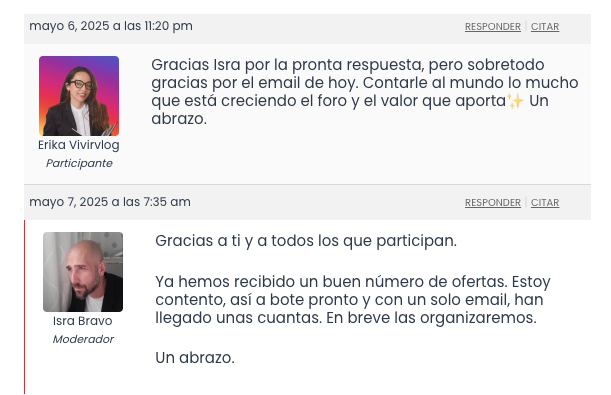 Erika fundadora de Vivirvlog como alumna del Programa de Isra Bravo