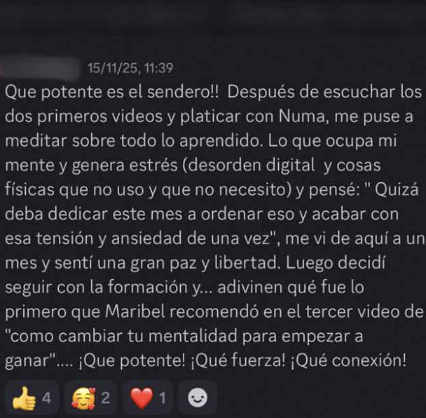 Opinión sobre Maribel Pérez y la metodología de El Sendero